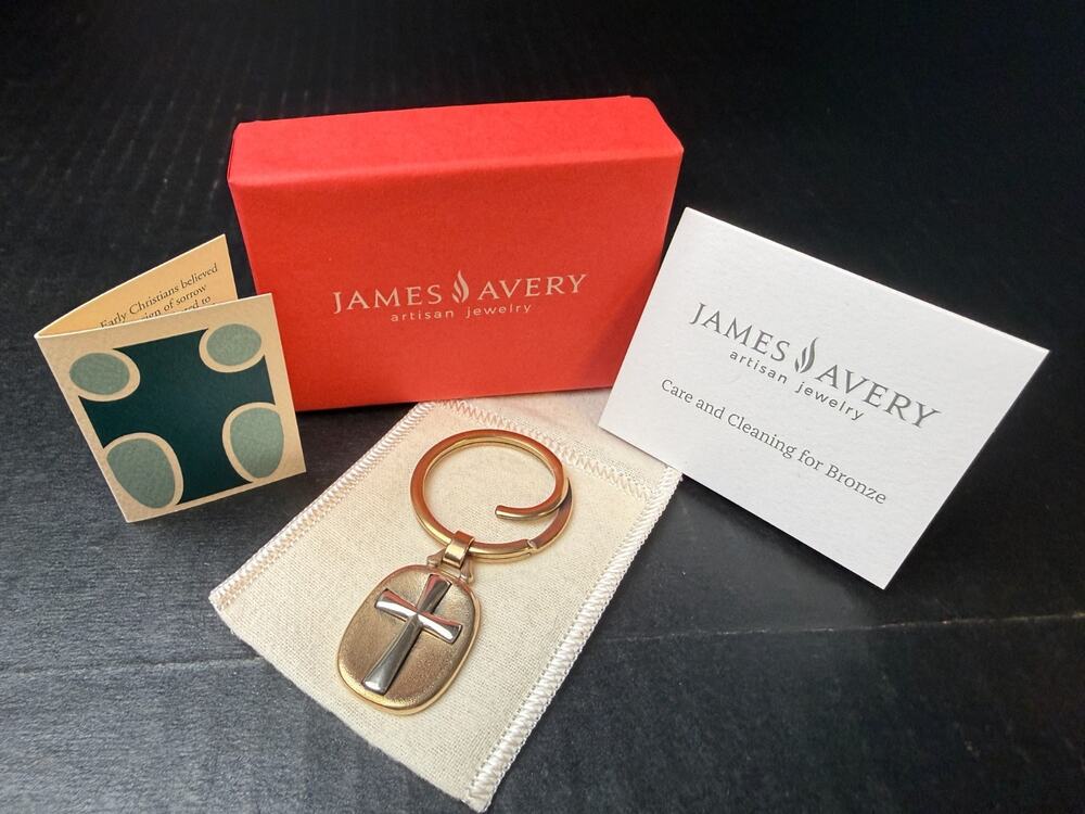 James Avery Retired Sterling 925 & Bronze Cross Keychain Rare
